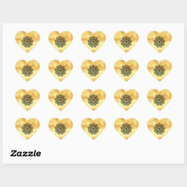 Zwarte Mandala op zachte gouden achtergrond Hart Sticker