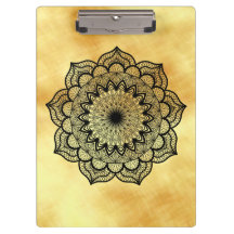 Zwarte Mandala op zachte gouden achtergrond