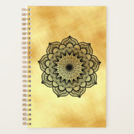 Zwarte Mandala op zachte gouden achtergrond Planner
