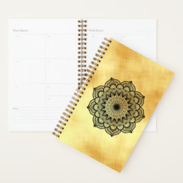 Zwarte Mandala op zachte gouden achtergrond Planner