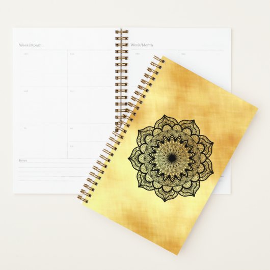 Zwarte Mandala op zachte gouden achtergrond Planner (Display)