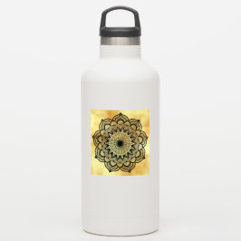 Zwarte Mandala op zachte gouden achtergrond Sticker