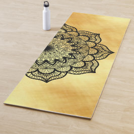 Zwarte Mandala op Zachte Gouden Achtergrond Yoga M Yogamat