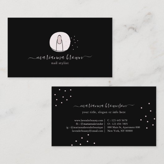 Zwarte manicure Poolse Spa Nail Salon Visitekaartje (Voorkant / Achterkant)