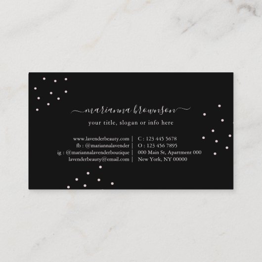 Zwarte manicure Poolse Spa Nail Salon Visitekaartje (Achterkant)