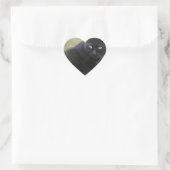 Zwarte mannelijke kat met groene ogen hart sticker (Tas)