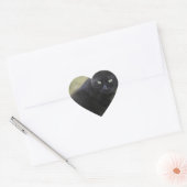 Zwarte mannelijke kat met groene ogen hart sticker (Envelop)