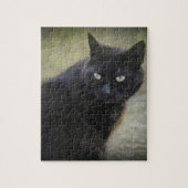 Zwarte mannelijke kat met groene ogen legpuzzel (Verticaal)