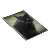 Zwarte mannelijke kat met groene ogen notitieboek (Rechterzijde)