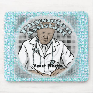 Zwarte mannelijke physician assistant muismat