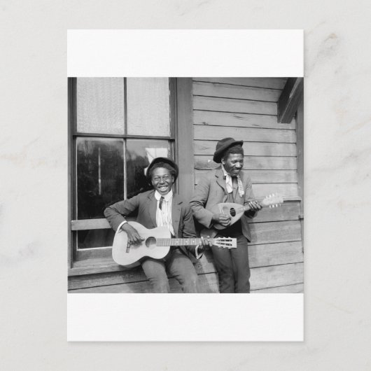 Zwarte Mannen die gitaar spelen, 1902 Briefkaart (Voorkant)