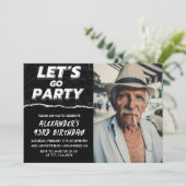 Zwarte Mannen Foto LET'S GO PARTY 93e verjaardag Kaart (Staand voorkant)