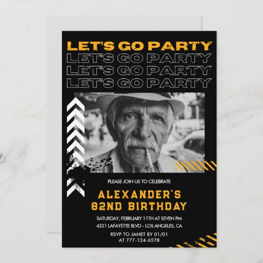 Zwarte Mannen Let's Go Party 82ste verjaardag Kaart (Voorkant / Achterkant)