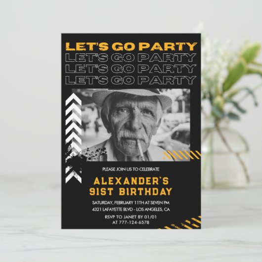 Zwarte Mannen Let's Go Party 91st Birthday Kaart (Staand voorkant)