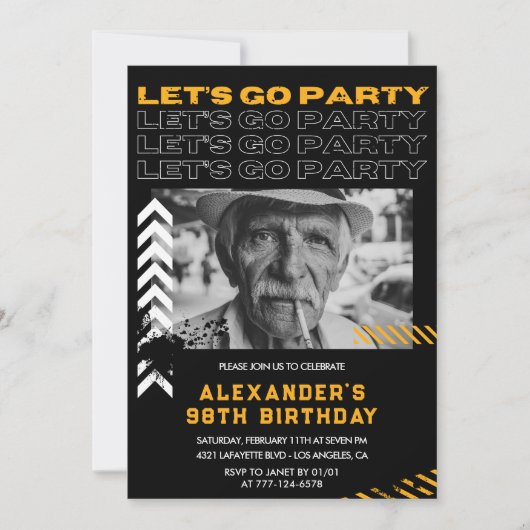 Zwarte Mannen Let's Go Party 98ste verjaardag Kaart (Voorkant)