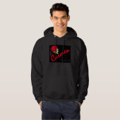zwarte mantel hoodie (Voorkant volledig)