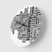 Zwarte map van Greater Manchester Ronde Klok (Hoek)