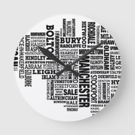 Zwarte map van Greater Manchester Ronde Klok