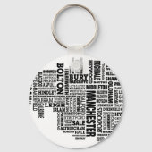 Zwarte map van Greater Manchester Sleutelhanger (Voorkant)