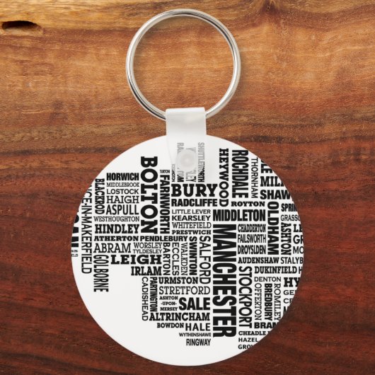 Zwarte map van Greater Manchester Sleutelhanger (Voorkant)