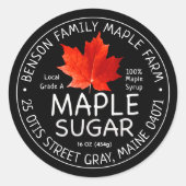 Zwarte Maple Sugar Label met Rode Suiker Maple Lea (Voorkant)