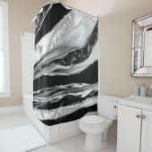 Zwarte marbles en moeder van Pearl Douchegordijn (In situ)