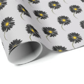 zwarte margriet op grijs cadeaupapier (Rol Hoek)