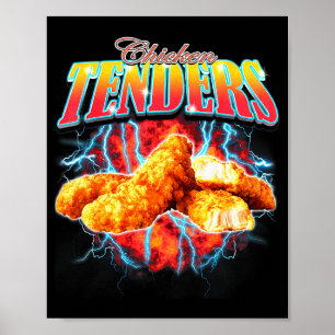 Zwarte markt Rap Grappige Kipnuggets Vintage 90s H Poster