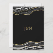 Zwarte marmer Agate Gold Glitter Elegant Wedding Kaart (Achterkant)