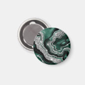 Zwarte marmer Agate Gold Glitter Magneet (Voorkant / Achterkant)