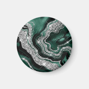 Zwarte marmer Agate Gold Glitter Magneet