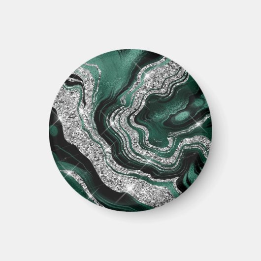 Zwarte marmer Agate Gold Glitter Magneet (Voorkant)