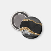 Zwarte marmer Agate Gold Glitter Magneet (Voorkant / Achterkant)