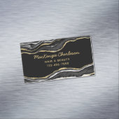 Zwarte marmer Agate Gold Glitter Magnetisch Visitekaartje (Voorbeeld)