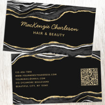 Zwarte marmer Agate Gold Glitter QR-code