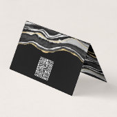 Zwarte marmer Agate Gold Glitter QR-code Visitekaartje (Achterkant)