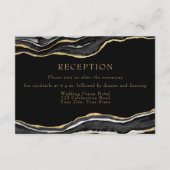 Zwarte marmer Agate Gold Glitter Weddenschappen Re Informatiekaartje (Voorkant)