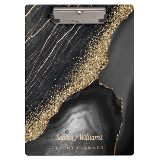 Zwarte marmer Agate Klembord (Voorkant)