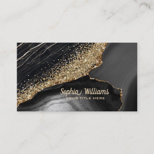 Zwarte marmer Agate Visitekaartje (Voorkant)