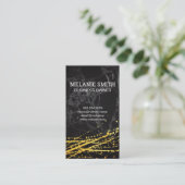 Zwarte marmer | Artistiek goud spatwerk Visitekaartje (Staand voorkant)