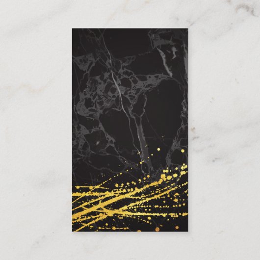 Zwarte marmer | Artistiek goud spatwerk Visitekaartje (Achterkant)