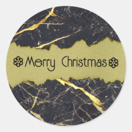 Zwarte marmer en Faux Gold  Ronde Sticker