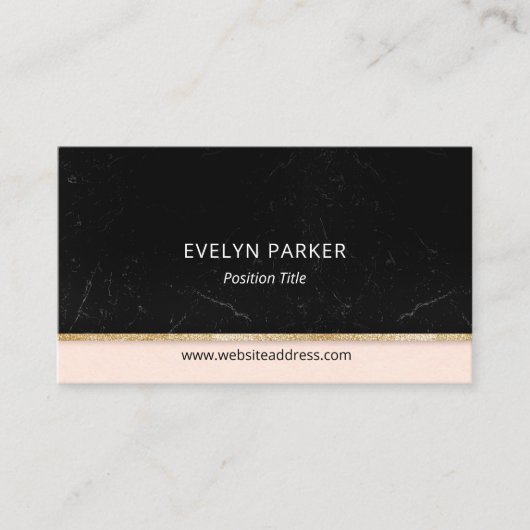 Zwarte marmer en Gold Glitter Visitekaartje (Voorkant)