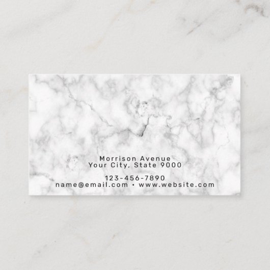 Zwarte marmer en Gold Modern Monogram Business Car Visitekaartje (Achterkant)