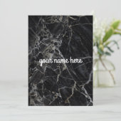 Zwarte Marmer gepersonaliseerde briefkaart (Staand voorkant)
