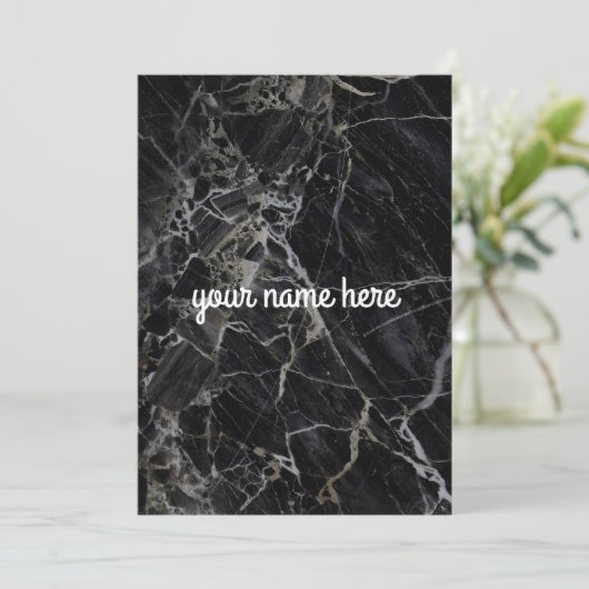 Zwarte Marmer gepersonaliseerde briefkaart (Staand voorkant)
