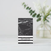 Zwarte marmer | Gestreepte bars Visitekaartje (Staand voorkant)