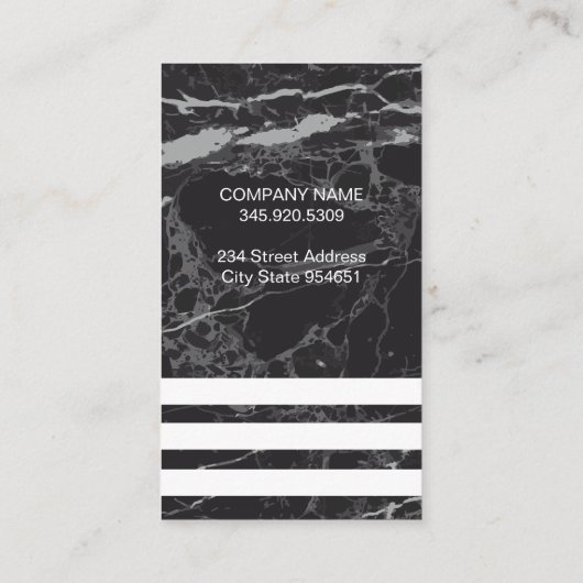 Zwarte marmer | Gestreepte bars Visitekaartje (Achterkant)