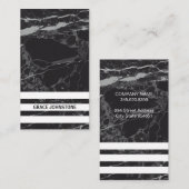 Zwarte marmer | Gestreepte bars Visitekaartje (Voorkant / Achterkant)