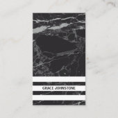 Zwarte marmer | Gestreepte bars Visitekaartje (Voorkant)